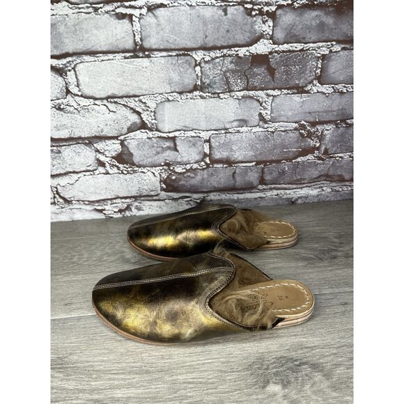 Sabah Baba Big Bend Olive Shearling Bronze Slippers Mules Flats Women 36EU/6M US - Picture 14 of 16